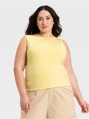 Women’s Yellow Sculpt Boatneck Sleeveless Tank Top from A New Day- 3X NWT
